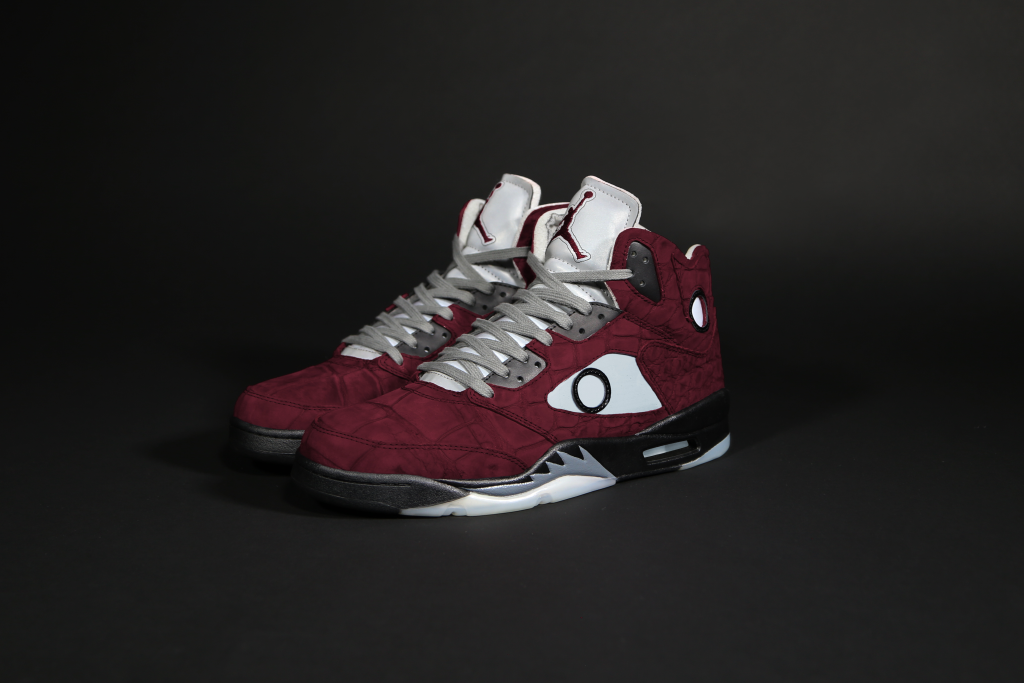 custom burgundy jordans